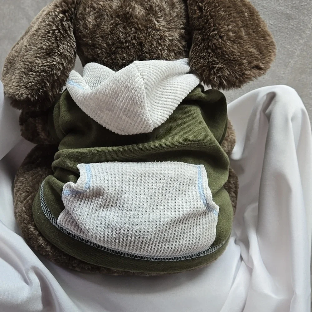Doggy, Hooded Sweatshirt, Pup Crew, Front Pocket, Olive Green, Knit, Stretch